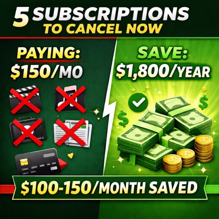Subscriptions to cancel now save $100-150 monthly. Cut these 5 recurring payments without feeling deprived. Better deals exist.