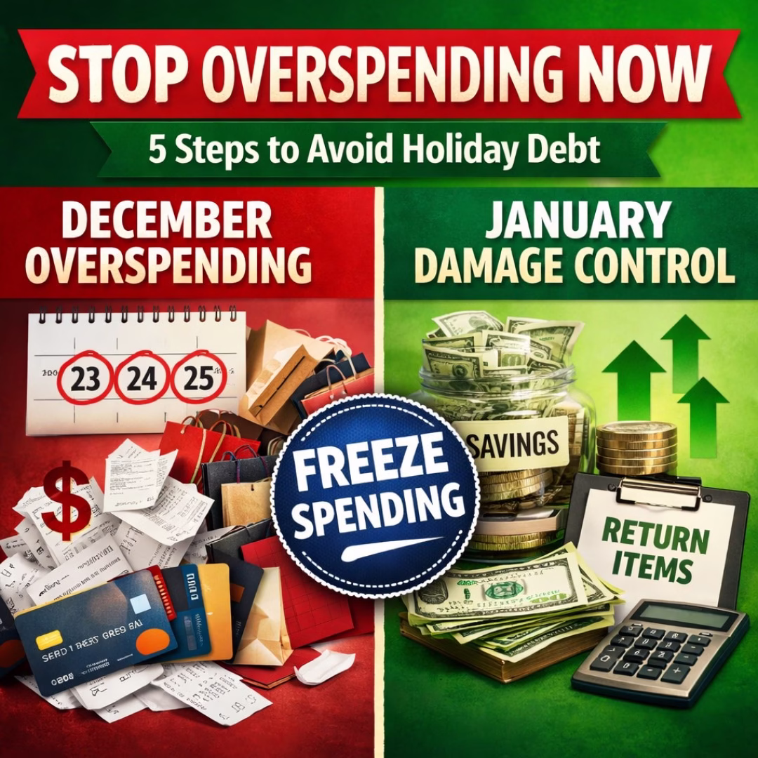Avoid holiday debt with 5 simple damage control steps. Stop overspending before January bills arrive. Save $500-1000 on post-holiday debt.