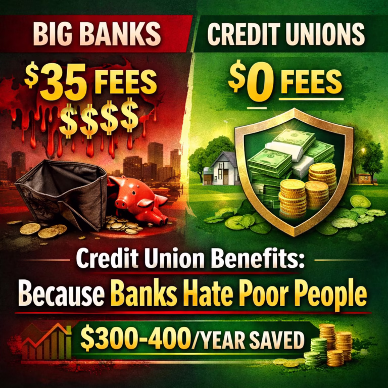 Credit union benefits save you $300-400/year by eliminating predatory bank fees. Better rates, zero maintenance fees, actual service.