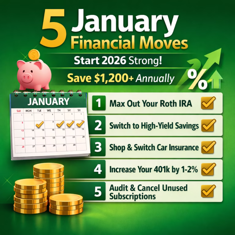 January financial moves set up wealth building for the entire year. Learn 5 simple actions that save $1,200+ annually and maximize growth.