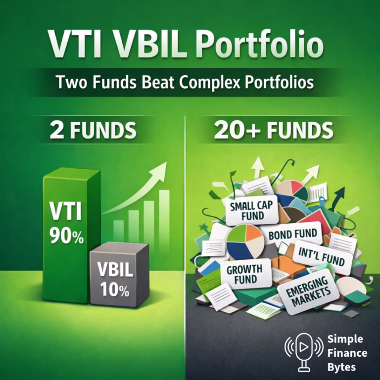 VTI VBIL 90/10 portfolio delivers complete diversification with two funds. Simple always beats complex. Works on Robinhood, Wealthfront, etc.