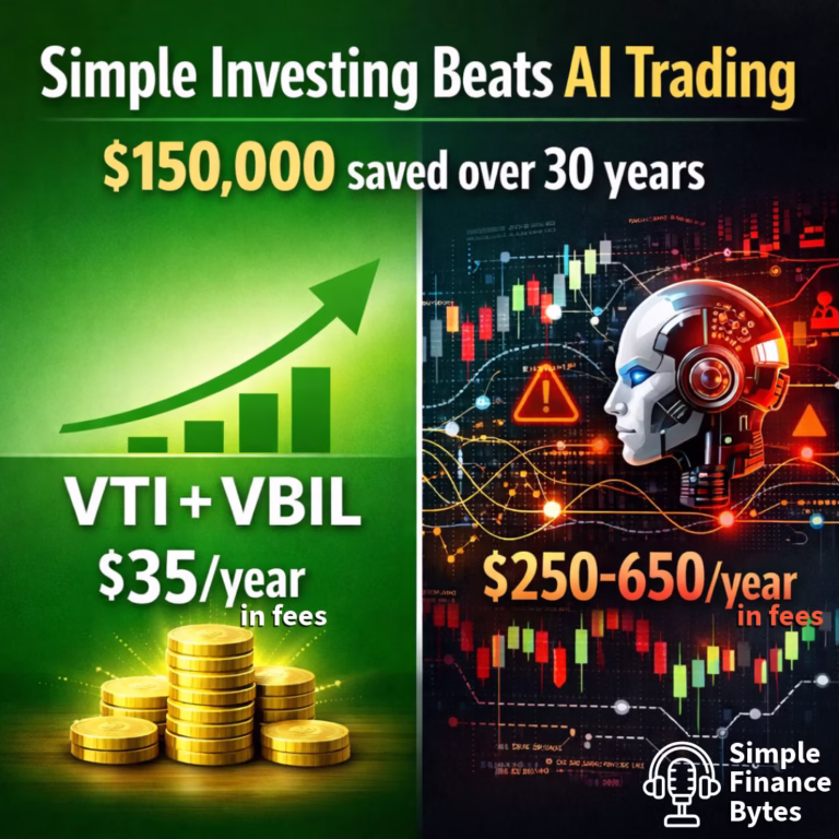 Simple investing with VTI/VBIL beats AI trading and robo-advisors. Save $150K+ over 30 years. Learn why algorithms can't beat index funds.