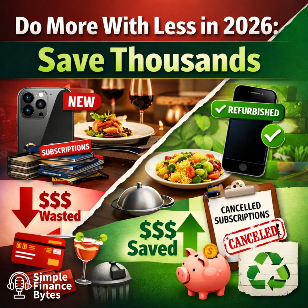 Do more with less in 2026 and save thousands. Used tech, subscriptions cuts, home cooking, and repairs keep money in your pocket while cutting waste.