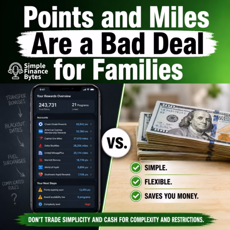 Points and miles cost families more than cash back. Here is why the math fails real families booking suites and school-break flights.