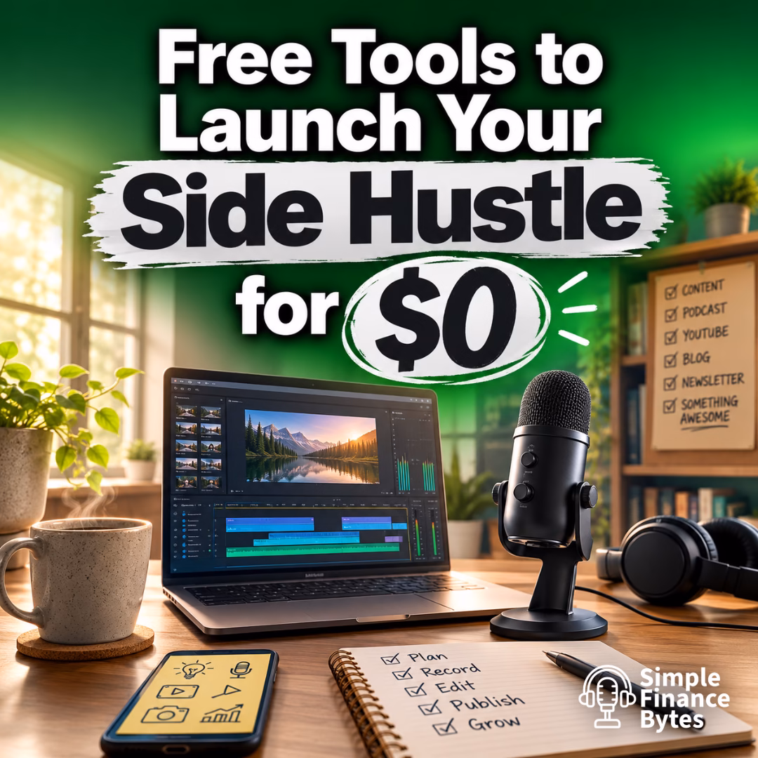 Free tools can launch your podcast, YouTube channel, or side hustle for $0. Here's the exact free stack and when to upgrade.
