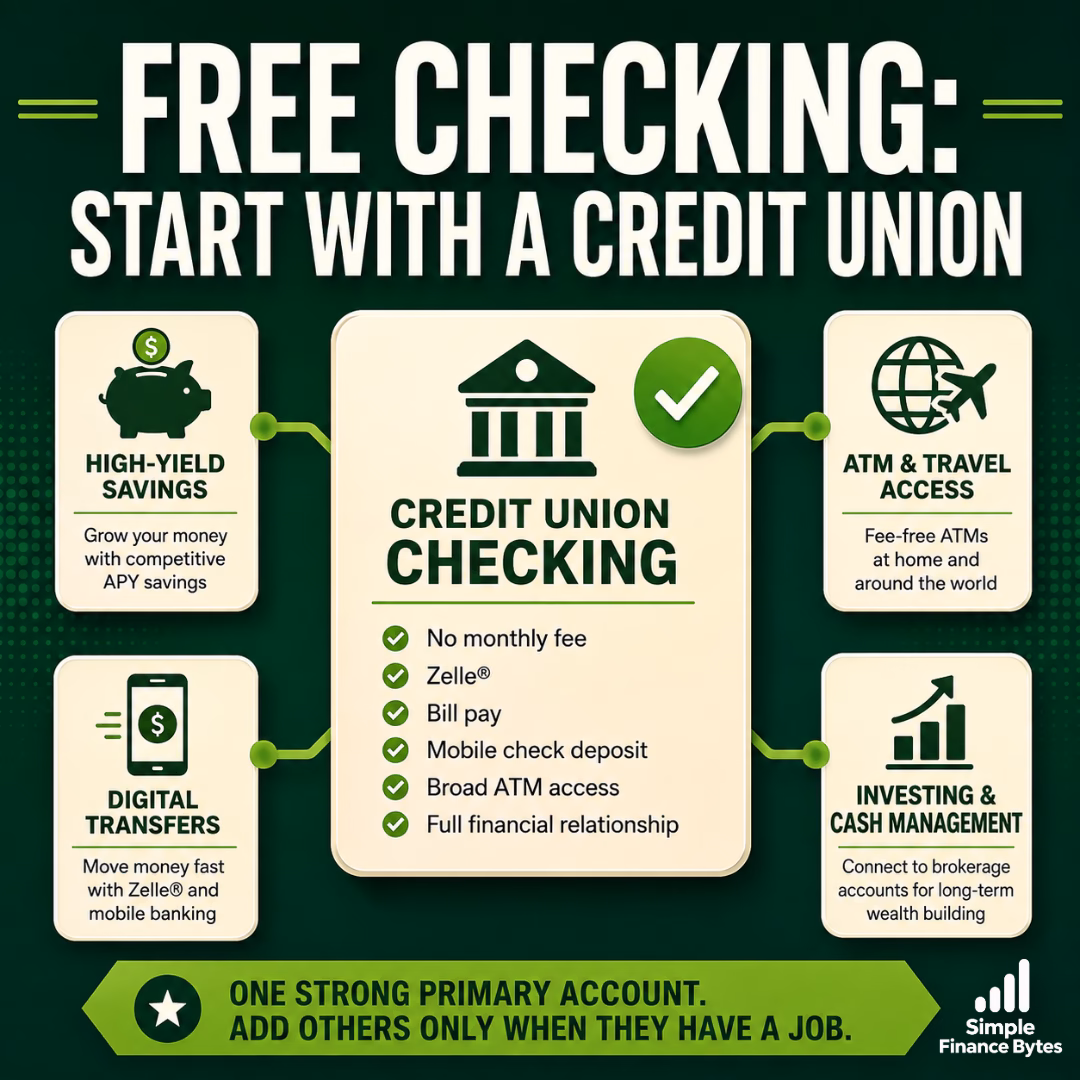 Free checking accounts should do more than avoid monthly fees. Compare credit unions, banks, savings options, Zelle, and ATMs.