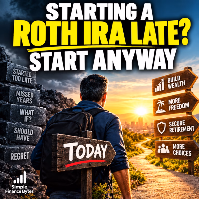 Starting a Roth IRA late is still worth it. Whatever you build is more than you would have if you did nothing. Start now and keep it simple.